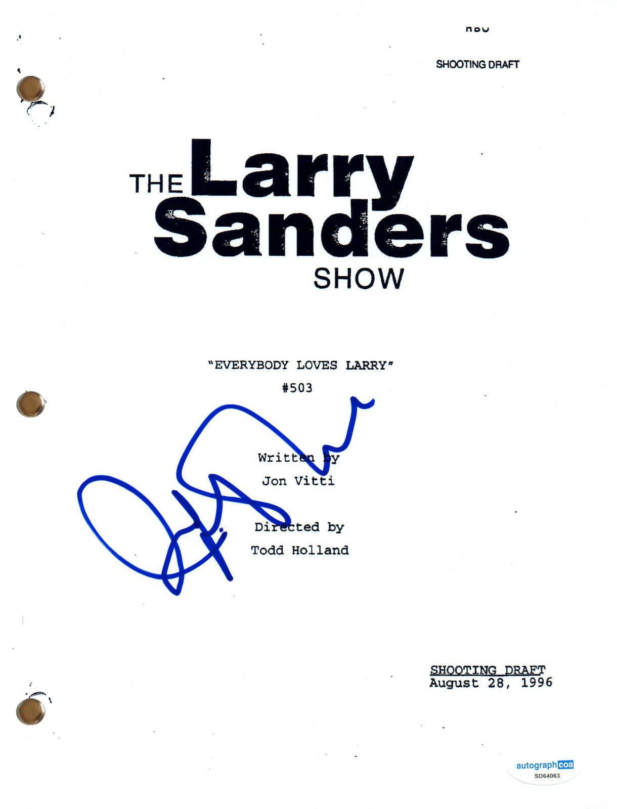 Jeffrey Tambor “The Larry Sanders Show” Signed Autograph TV Episode Script ACOA
