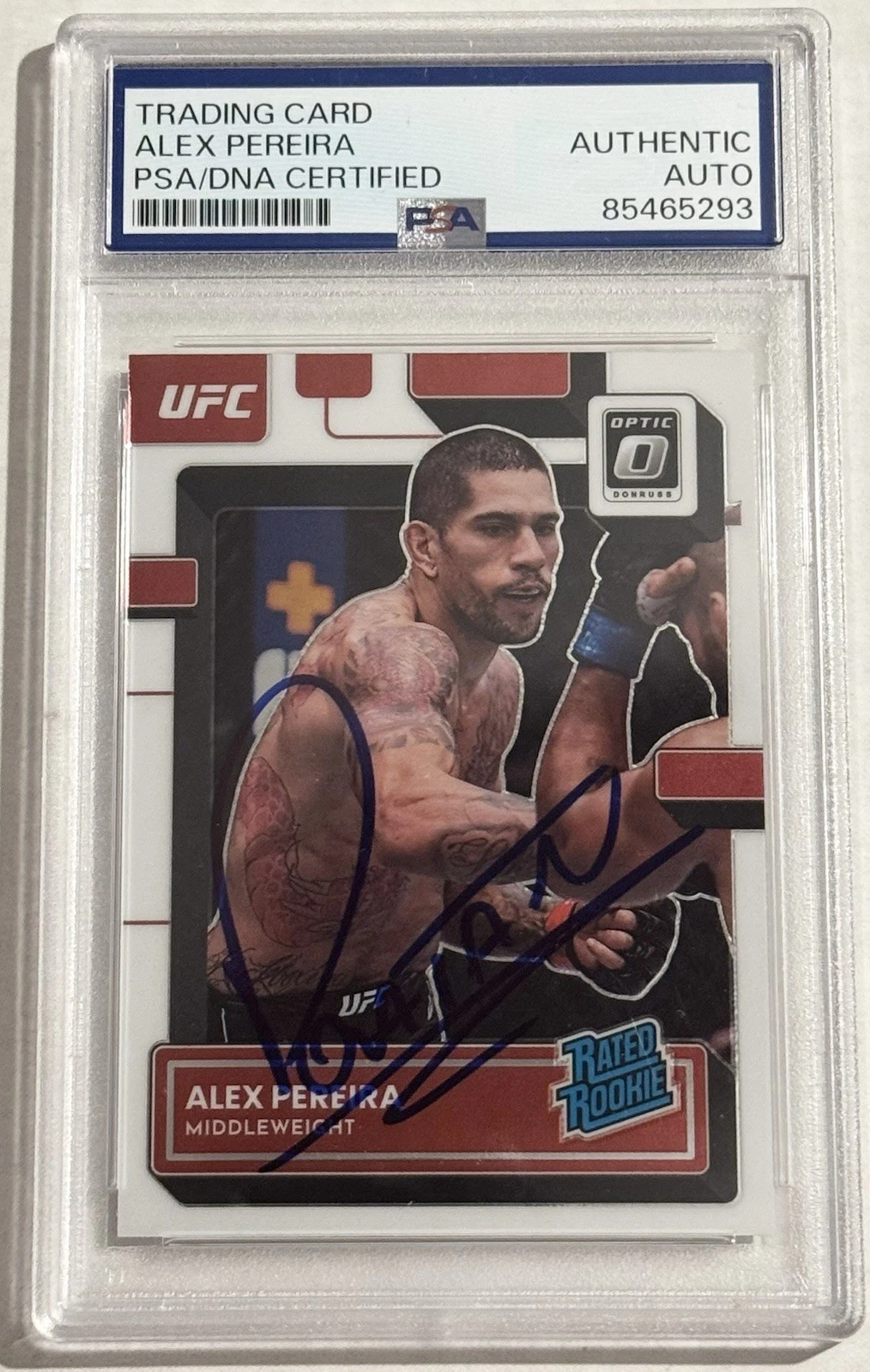 Alex Pereira Signed Autographed 2023 Optics UFC Rookie Card PSA/DNA Slabbed