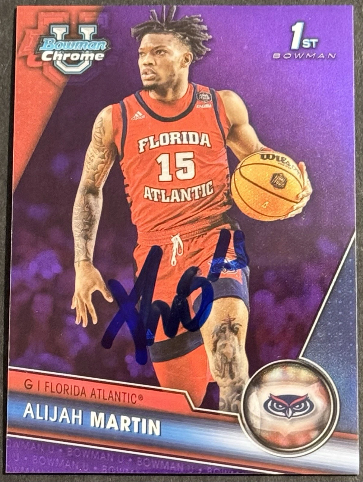 Alijah Martin Signed 2024 Bowman Chrome U Rookie Card Purple Beckett COA Gators