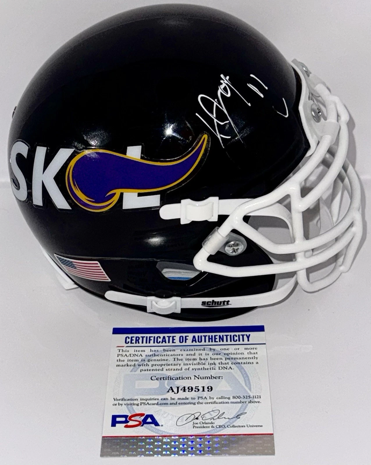 JJ McCarthy Signed Autographed Black Minnesota Vikings Mini Helmet PSA/DNA