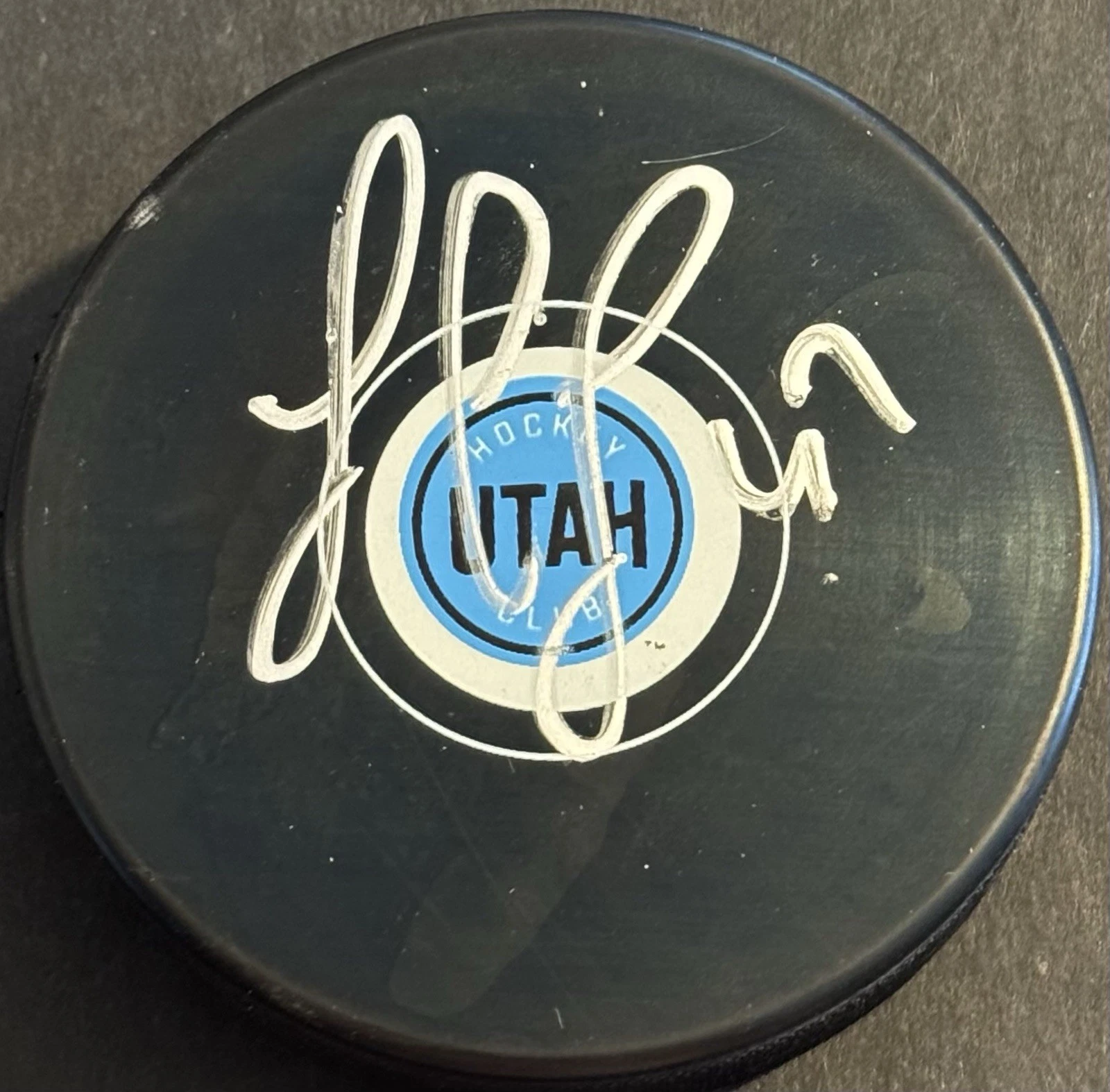 Lawson Crouse Signed Autographed Utah Hockey Club Logo Puck Beckett COA