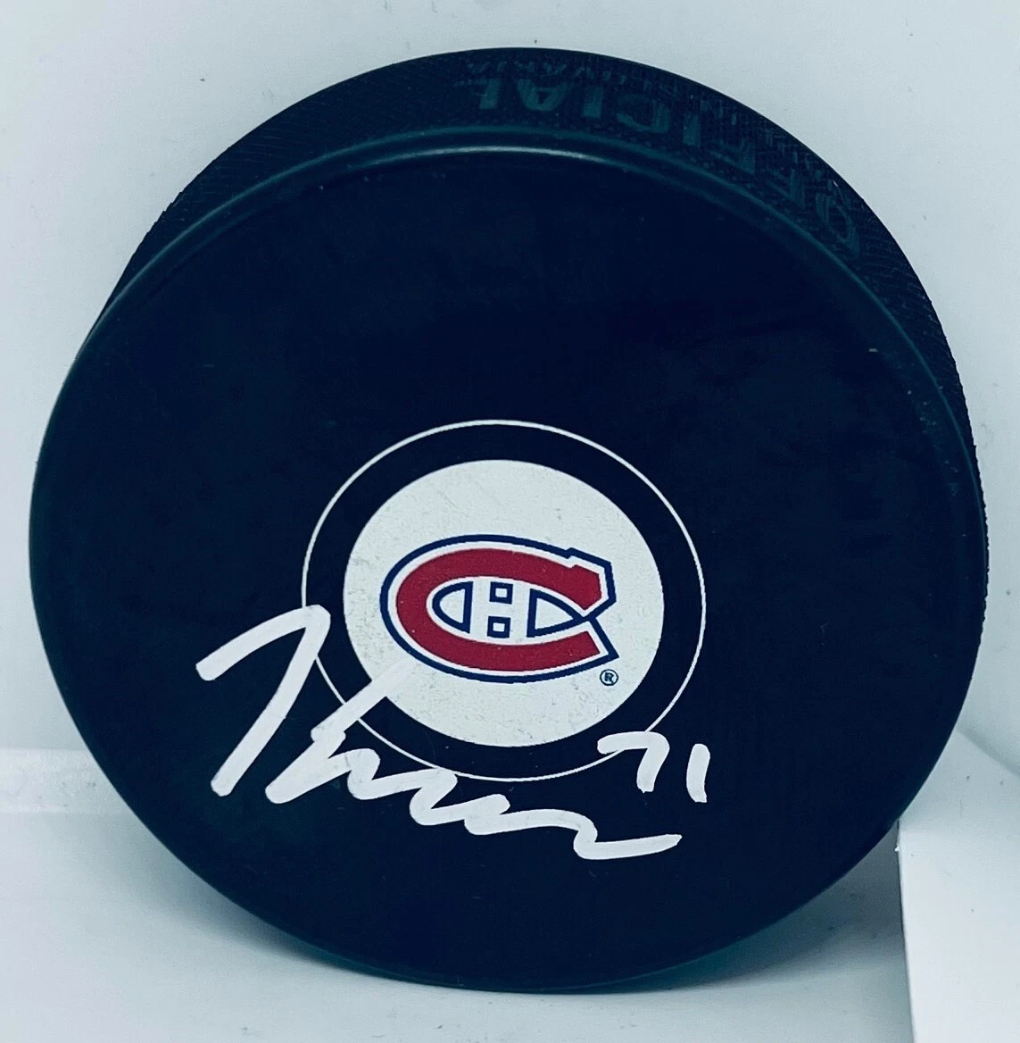 Jake Evans signed Montreal Canadiens Puck autographed Habs