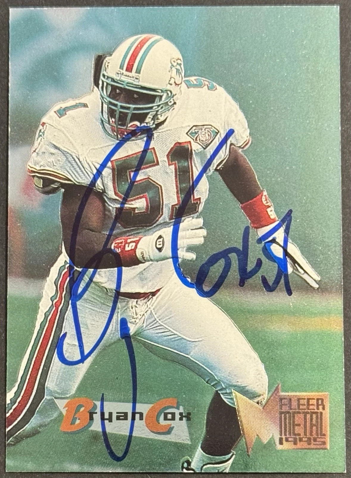 Bryan Cox Signed 1995 Fleer Metal Base Card Miami Dolphins BAS Beckett COA