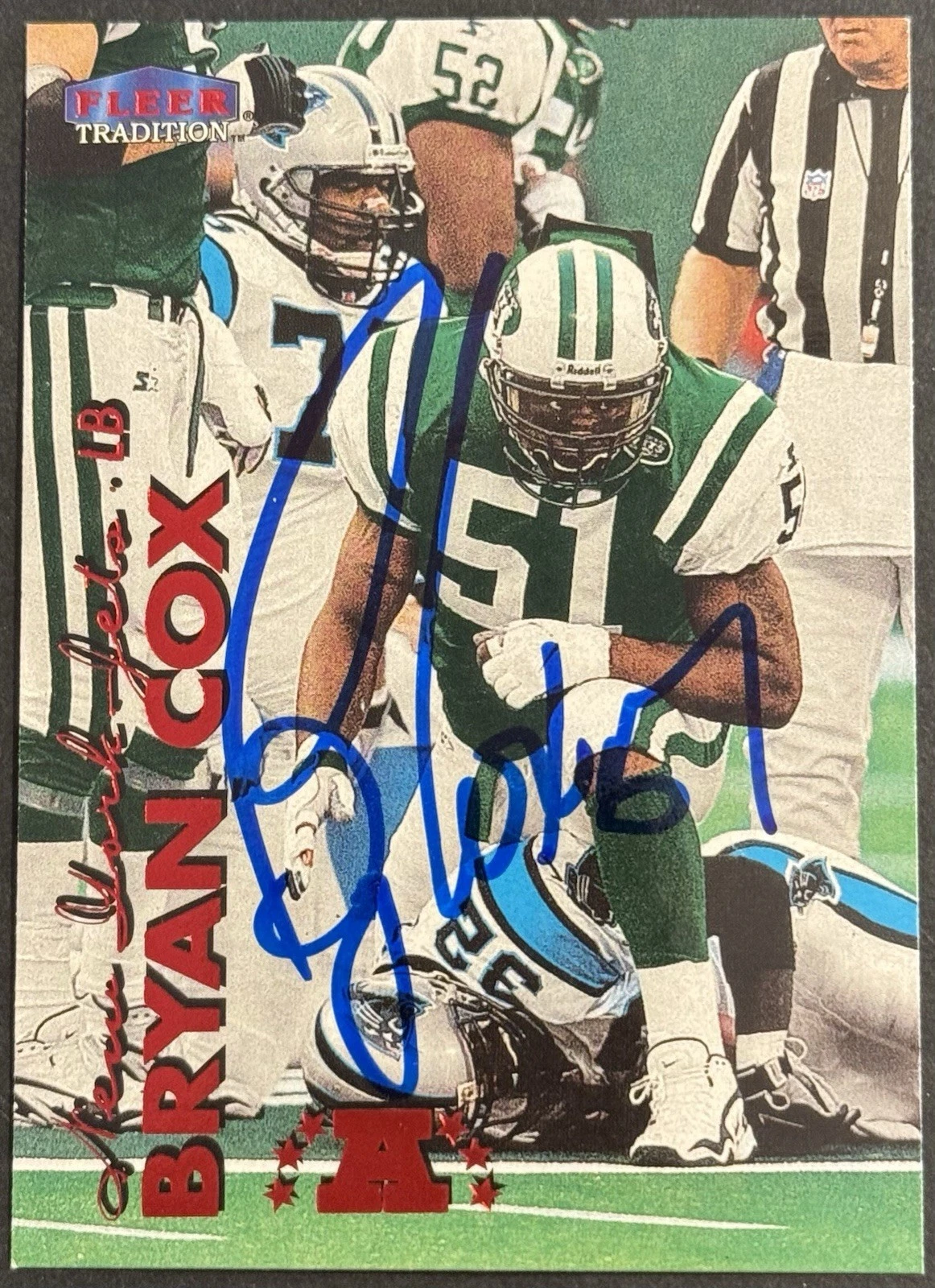 Bryan Cox Signed 1999 Fleer Tradition Base Card New York Jets BAS Beckett COA