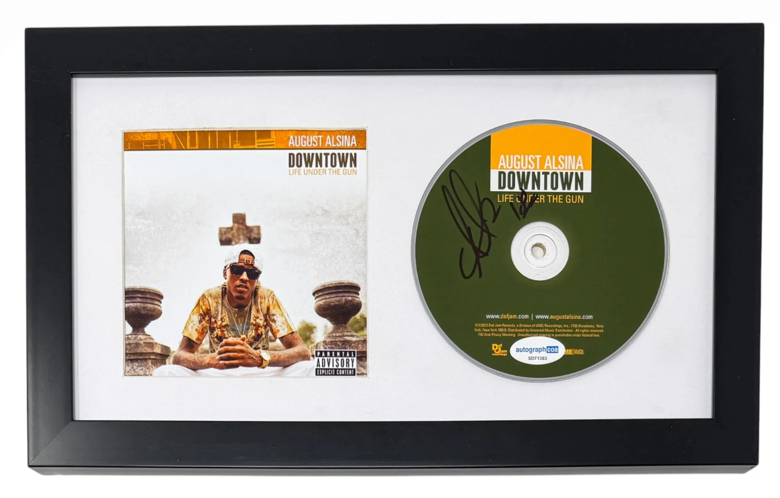 August Alsina Signed Autograph Life Under The Gun CD Framed Rapper Hip Hop ACOA
