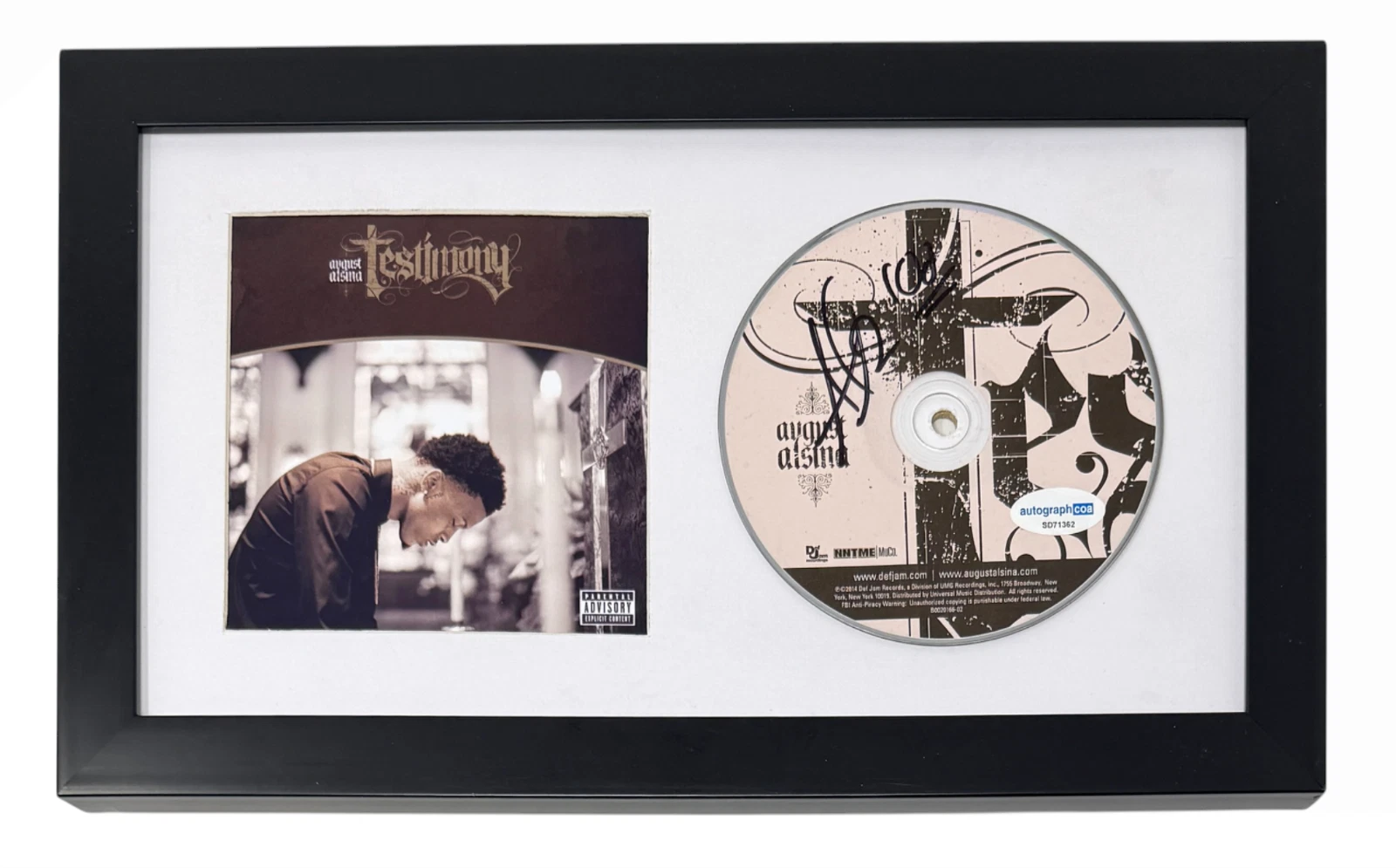 August Alsina Testimony Signed Autograph CD Framed Display Rapper Hip Hop ACOA