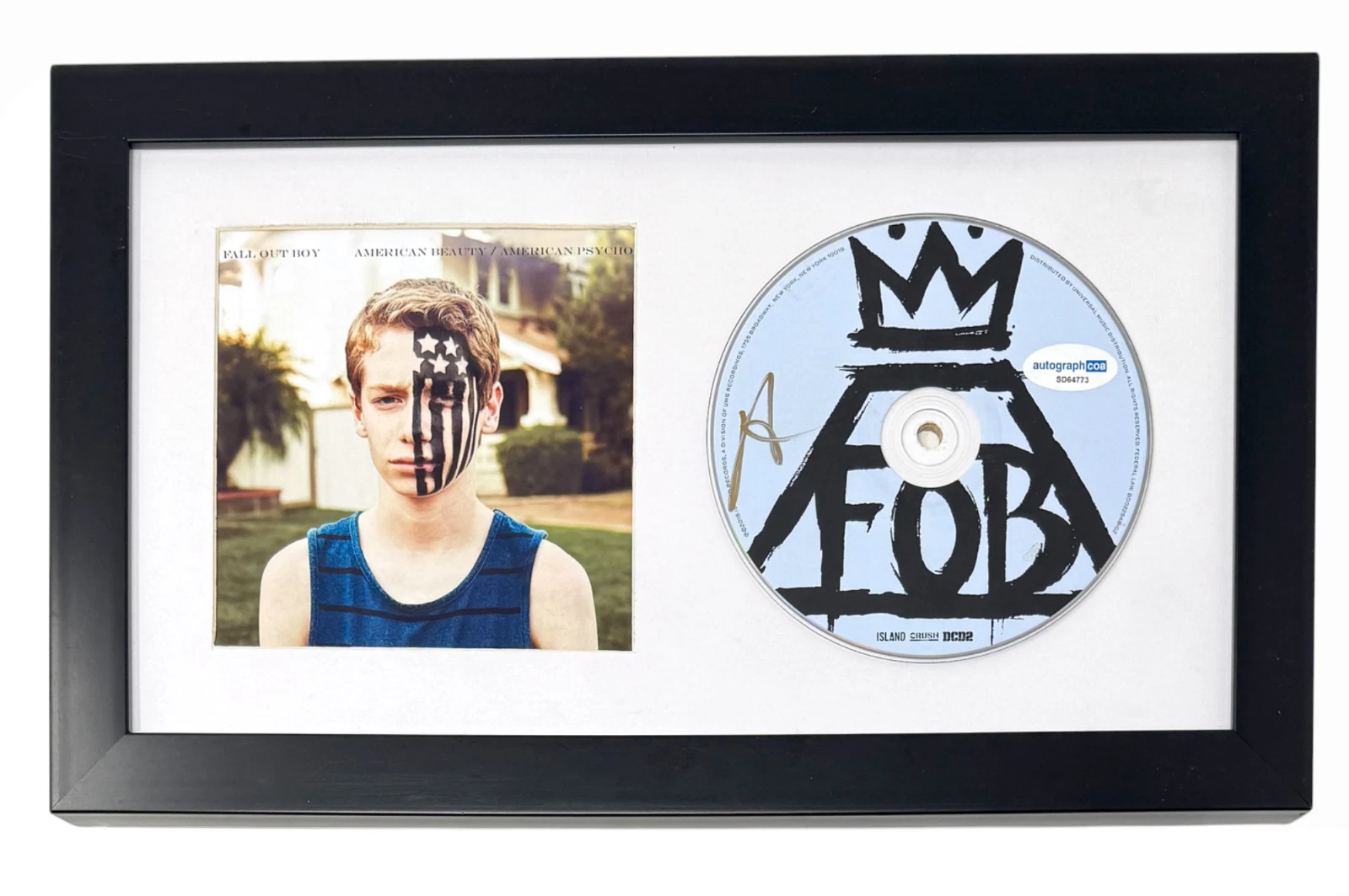 Patrick Stump Fall Out Boy Signed American Beauty/American Psycho CD Framed ACOA