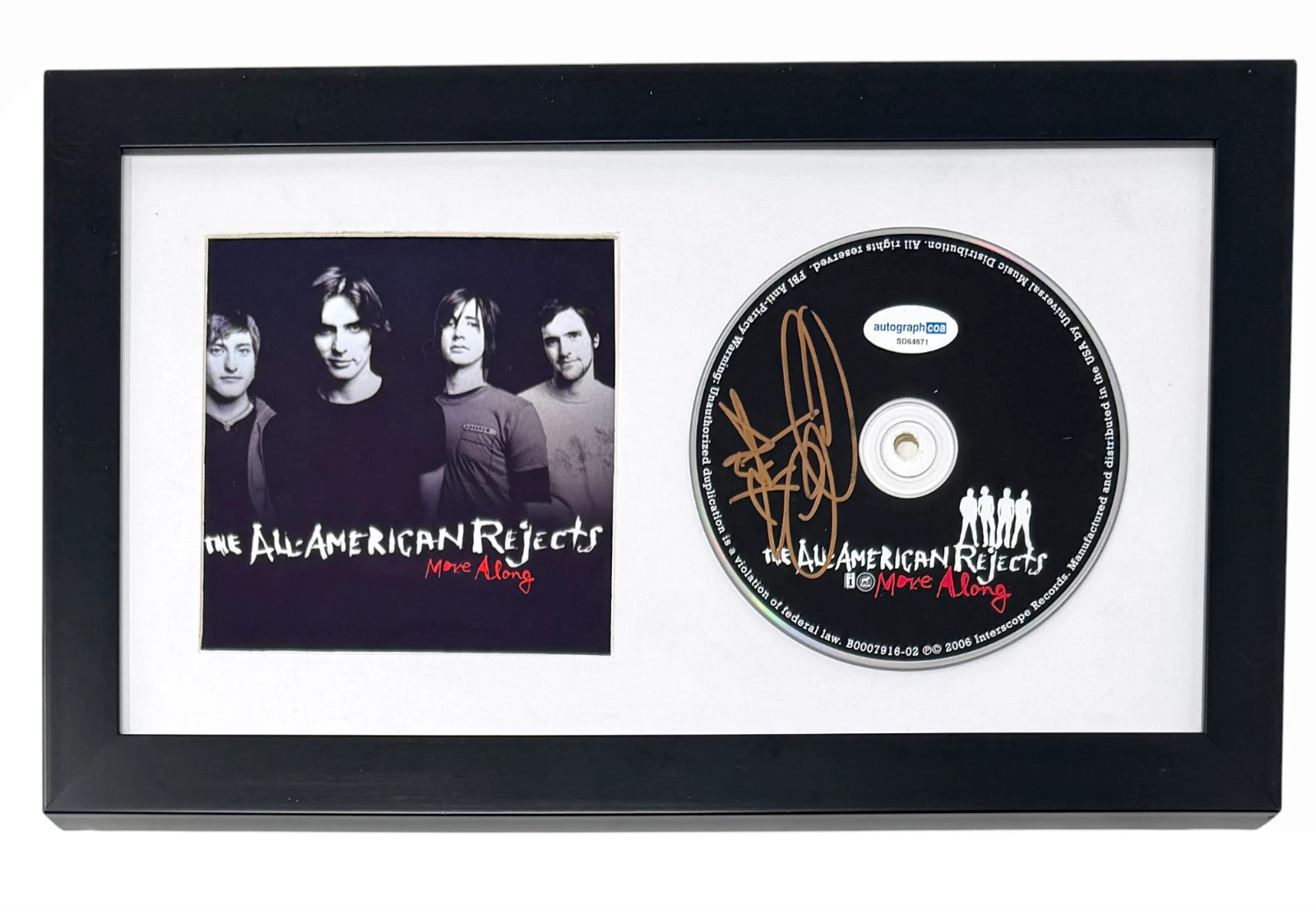 All American Rejects Tyson Ritter Signed Autograph Move Along CD Framed ACOA COA