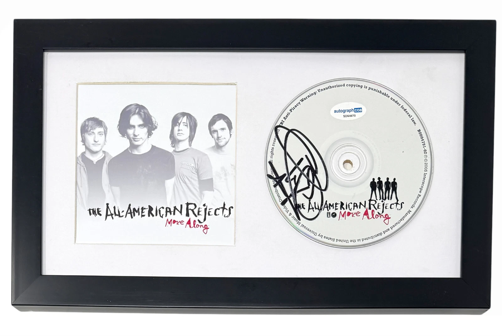 All American Rejects Tyson Ritter Signed Autograph Move Along CD Framed ACOA COA