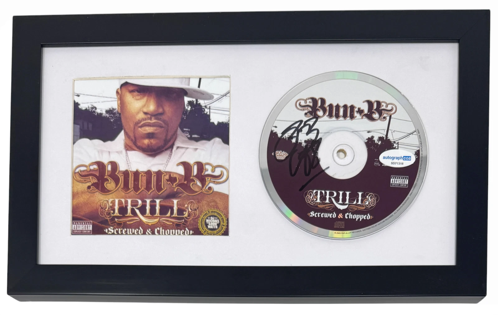 Bun B Signed Autograph Trill Screwed & Chopped CD Framed Rapper Hip Hop UGK ACOA