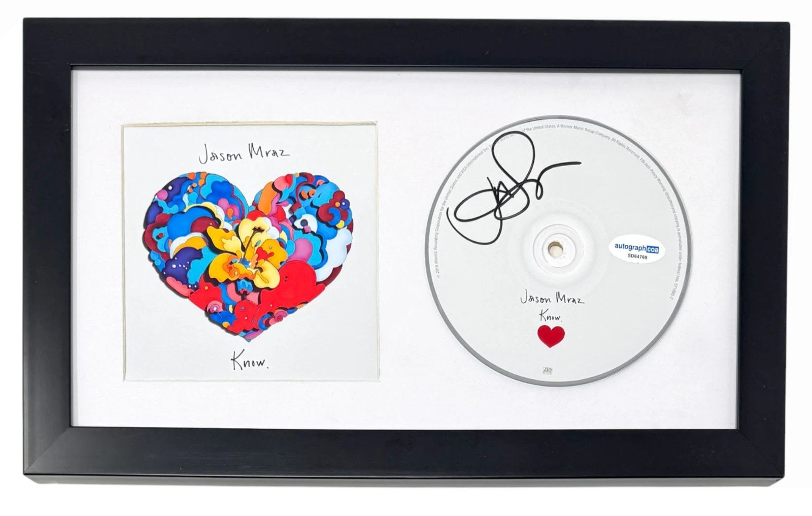 Jason Mraz Signed Autograph 'Know' CD Framed Matted Display Singer ACOA COA