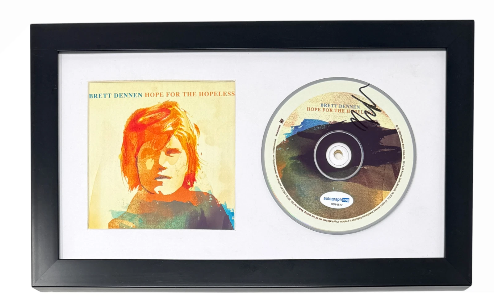 Brett Dennen Signed Autograph Hope for the Hopeless CD Framed Display ACOA COA
