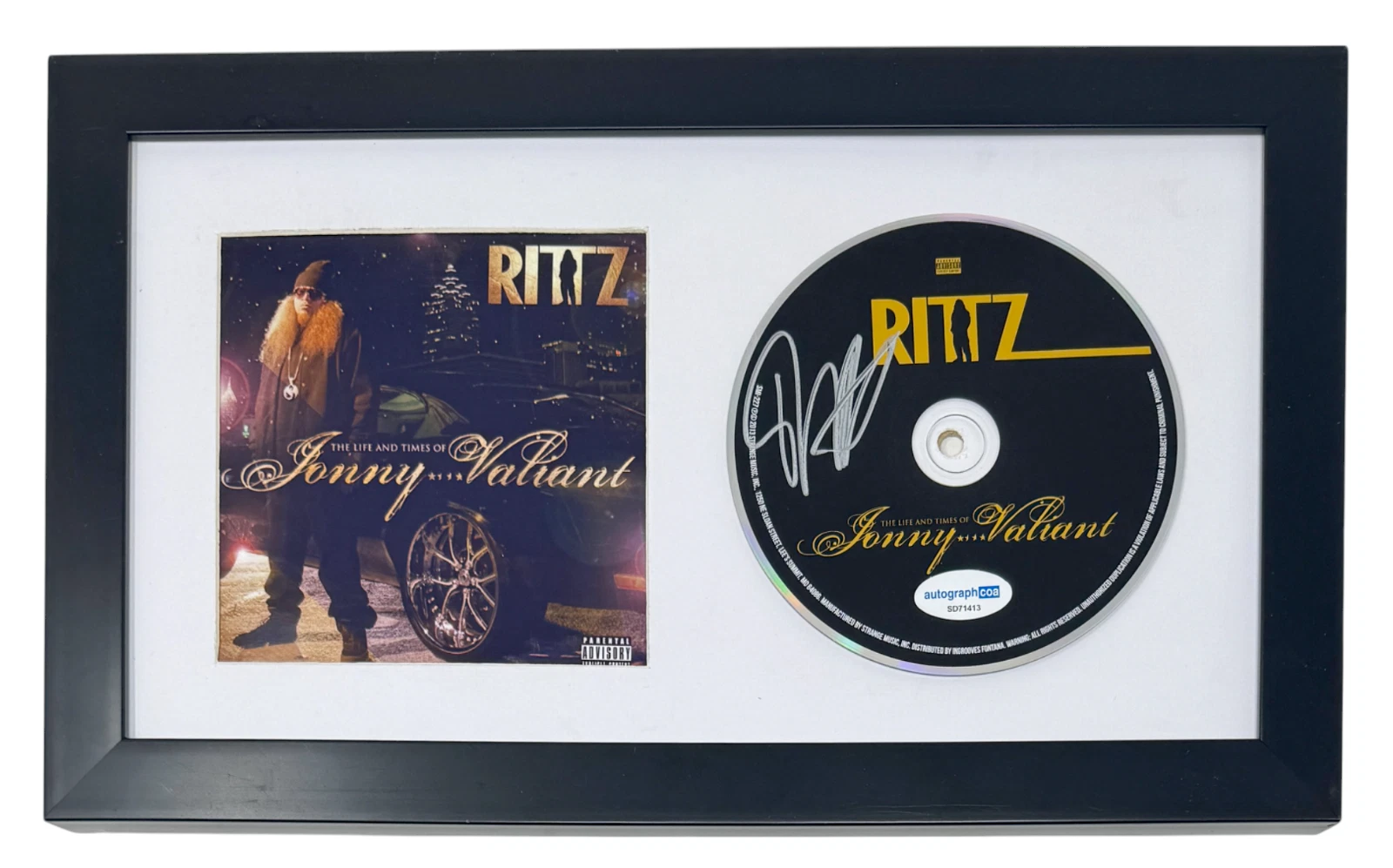 Rittz Signed The Life and Times of Jonny Valiant CD Framed Autograph Rap ACOA
