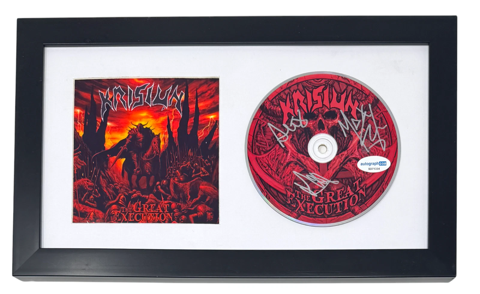 KRISIUN Signed Autograph The Great Execution CD Framed Metal Full Band x3 ACOA