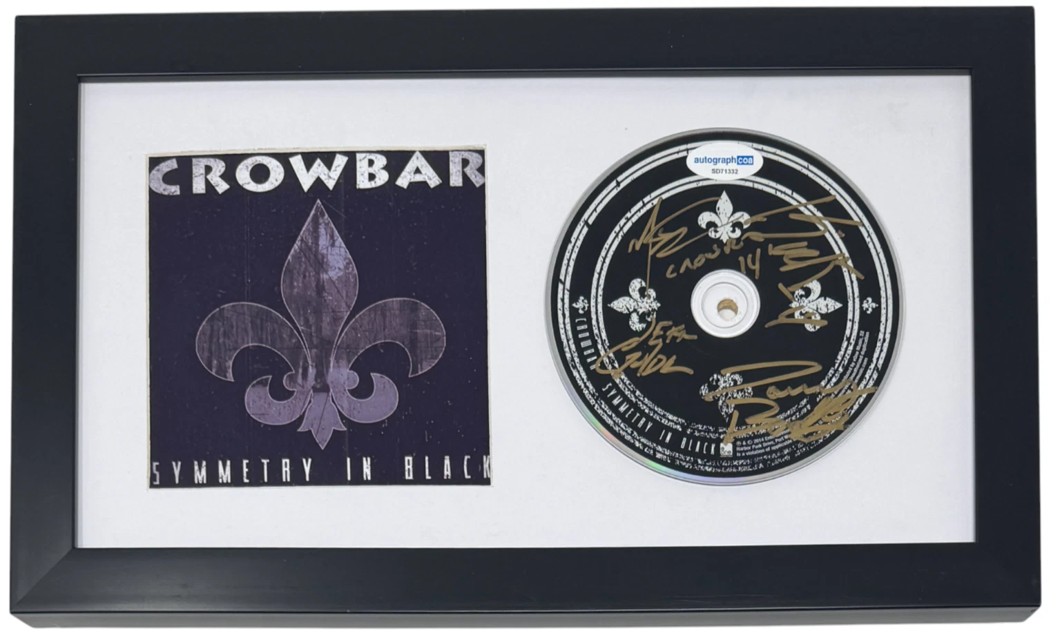 CROWBAR Signed Symmetry in Black CD Framed Kirk Windstein Band Down Pantera ACOA
