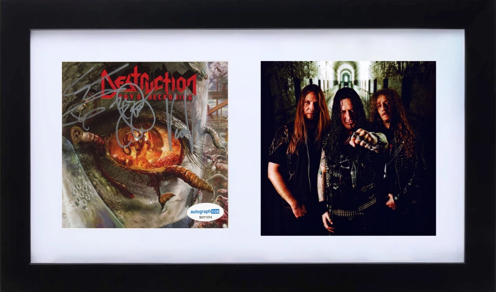 DESTRUCTION Signed Day of Reckoning Framed CD Cover Thrash Metal Band ACOA COA
