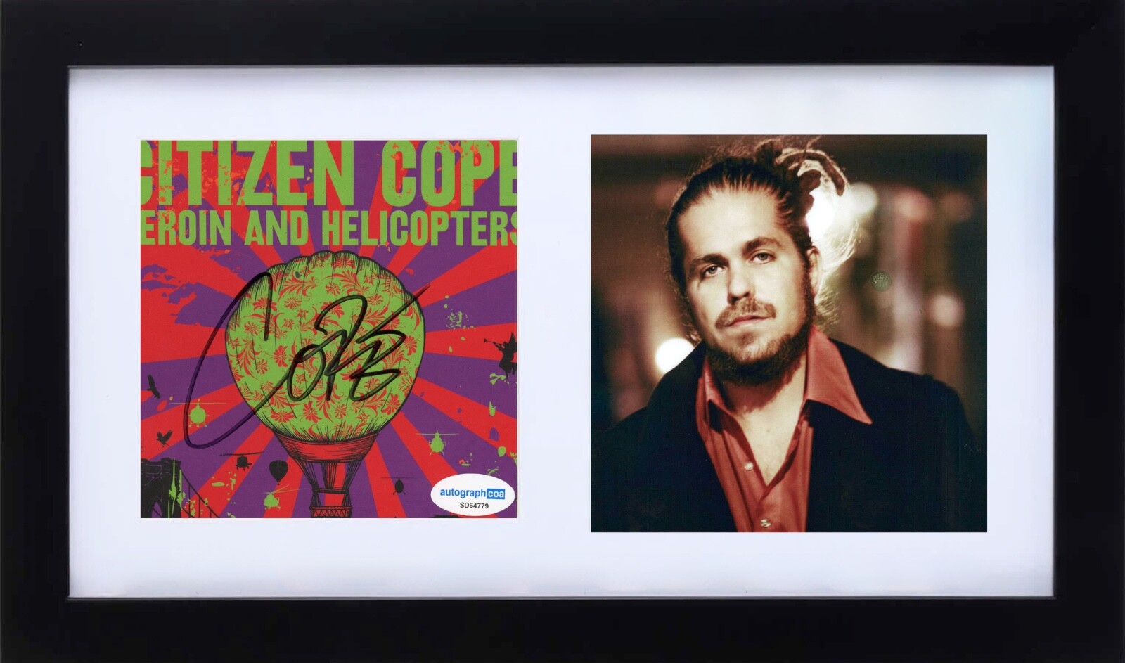 Citizen Cope Signed Autograph Heroin and Helicopters CD Cover Framed ACOA COA