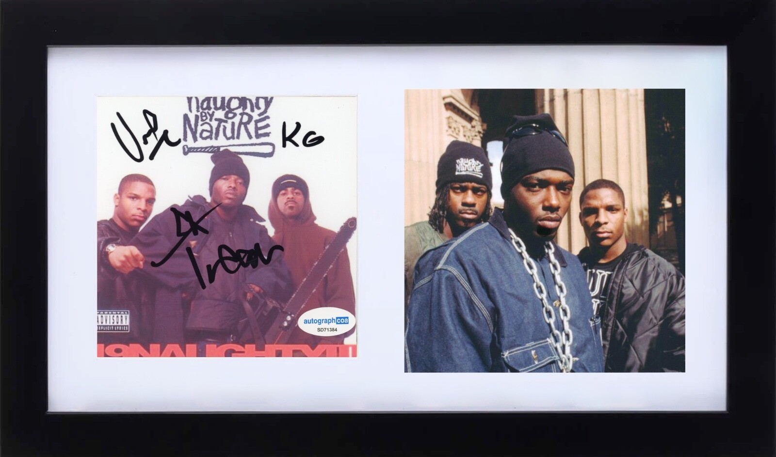 Naughty by Nature Signed Autograph 19 Naughty III CD Cover Framed Hip Hop ACOA