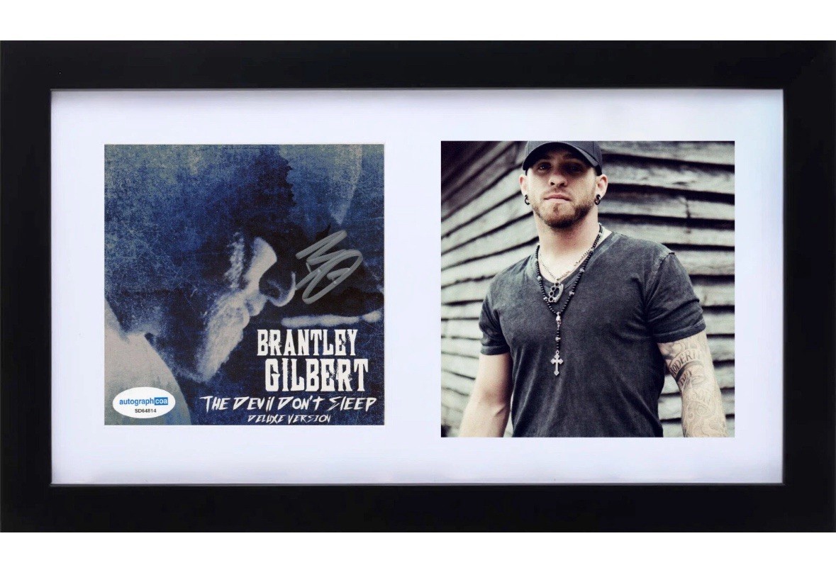 Brantley Gilbert Signed Autograph The Devil Don't Sleep CD Cover Framed ACOA COA