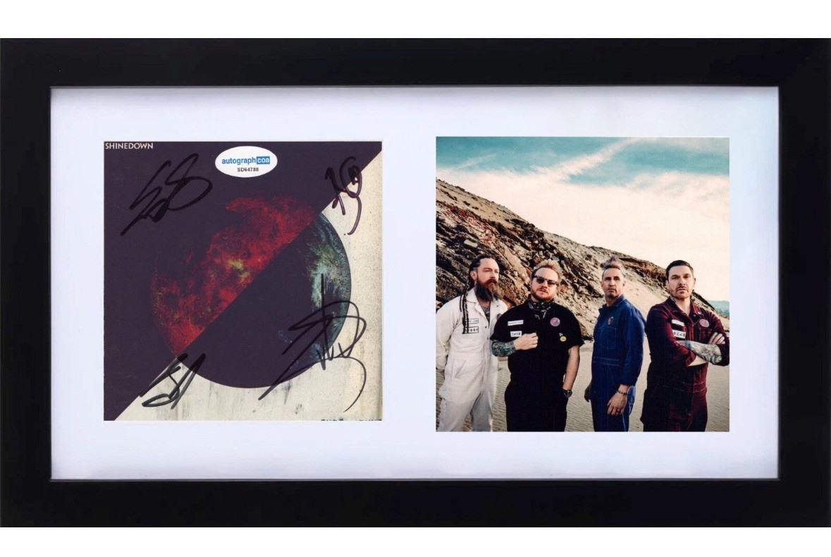 Shinedown Signed Autograph Planet Zero CD Cover Framed Band Brent Smith x4 ACOA
