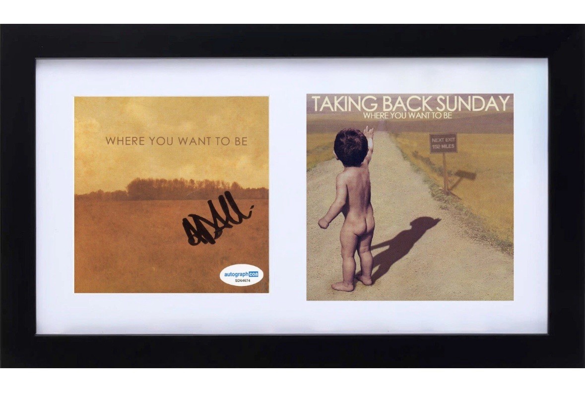 Taking Back Sunday Adam Lazzara Signed Where You Want To Be CD Cover Framed ACOA