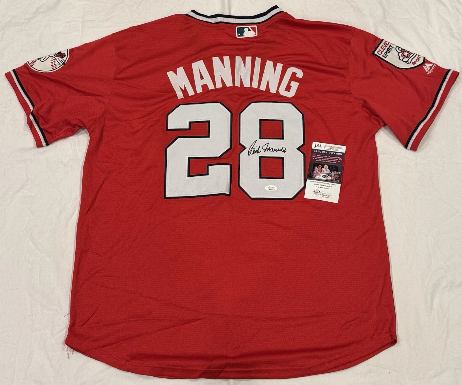 Rick Manning Signed Autographed Cleveland Indians Throwback Jersey JSA