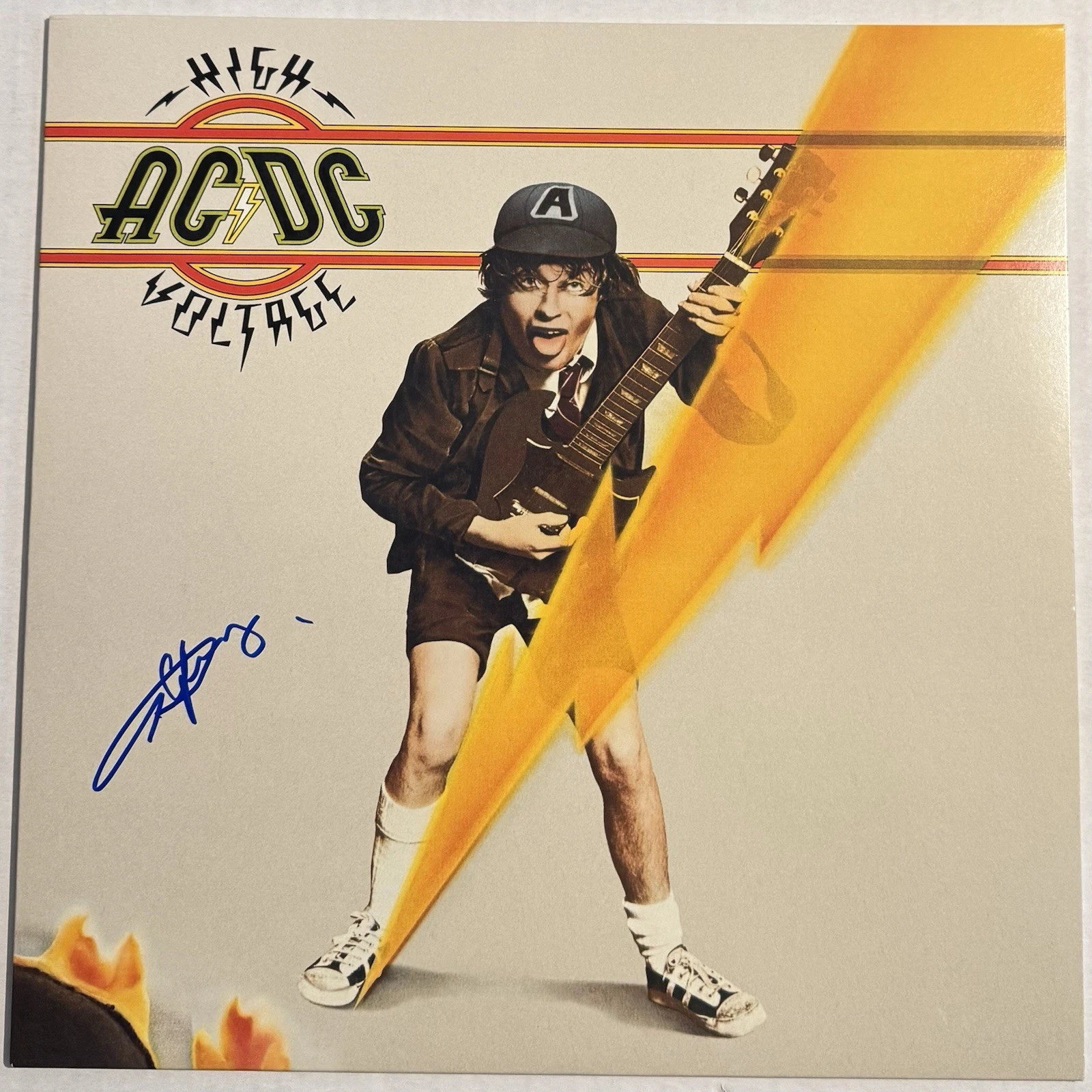 Angus Young Signed Autographed High Voltage AC/DC Vinyl Album Record PSA/DNA