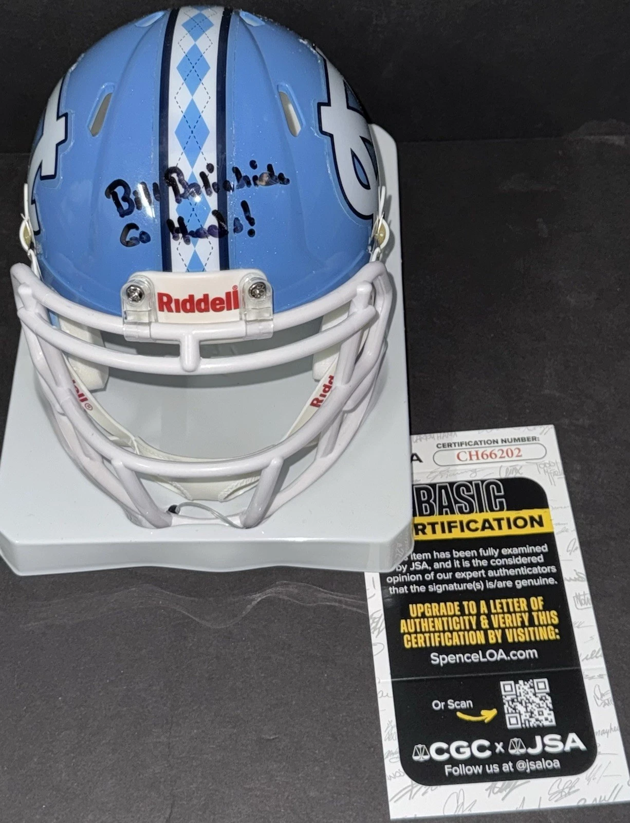 BILL BELICHICK SIGNED AUTOGRAPHED NORTH CAROLINA TAR HEELS MINI HELMET JSA COA COLLECTIBLE MEMORABILIA