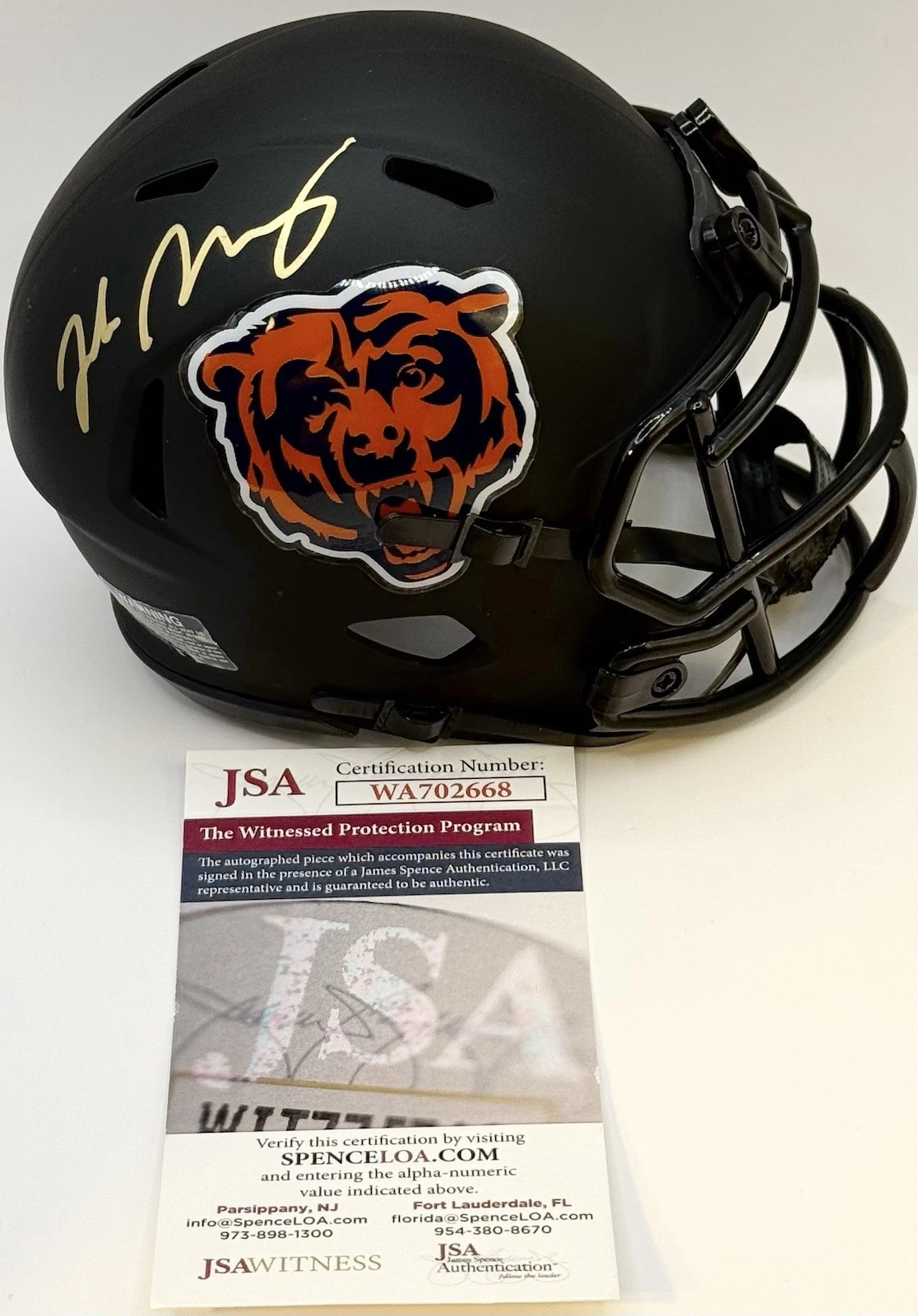 Jake Moody Signed Autographed Chicago Bears Mini Helmet JSA COA