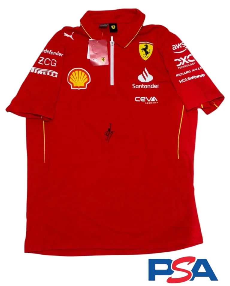 Lewis Hamilton Signed F1 Scuderia Ferrari #44 Racing Polo Shirt PSA LOA AUTO