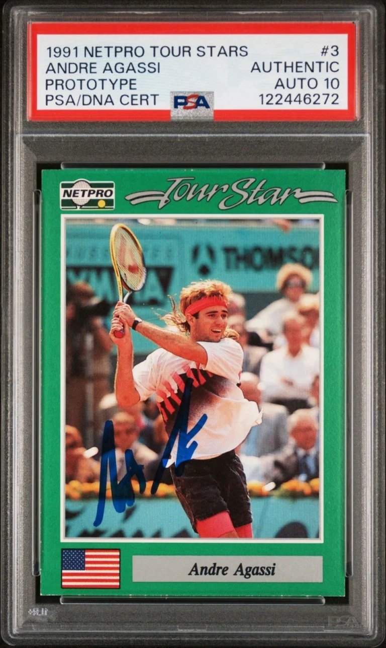 1991 NetPro Tour Stars #3 Andre Agassi Signed Prototype Rookie PSA GEM 10 AUTO