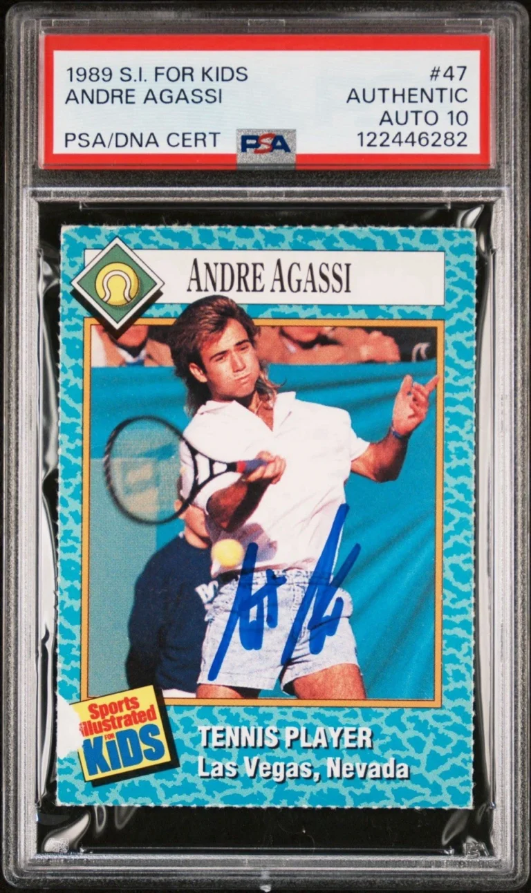 1989 SI For Kids #47 Andre Agassi Signed Tennis Rookie Card PSA GEM 10 AUTO RC