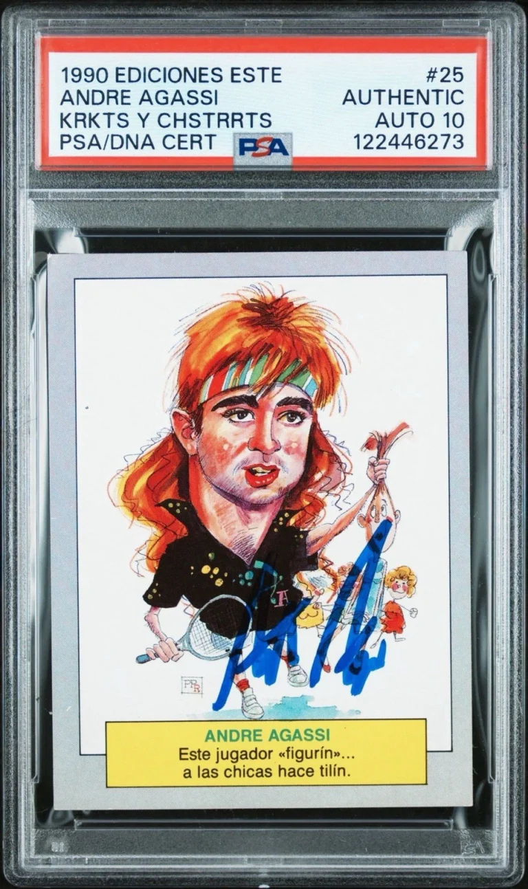1990 Ediciones Este #25 Andre Agassi Karikatas Y Chistorretas Rookie PSA AUTO 10