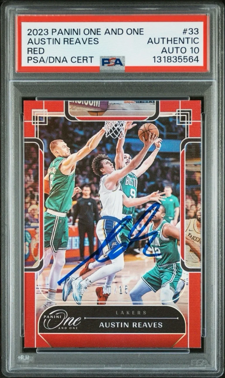 2023 Panini One & One #33 Austin Reaves Signed Red /15 PSA GEM MT 10 AUTO LAKERS