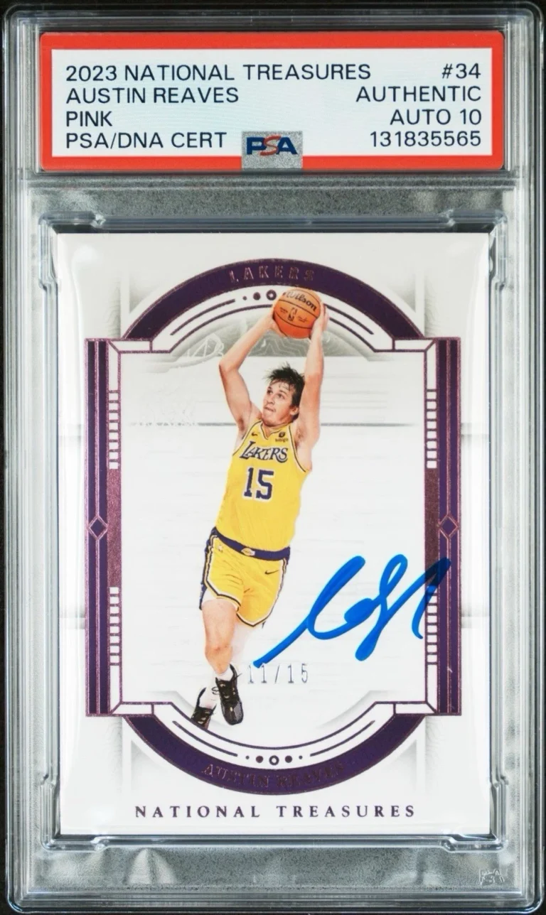 2023 National Treasures #34 Austin Reaves Signed Pink /15 PSA GEM 10 AUTO LAKERS