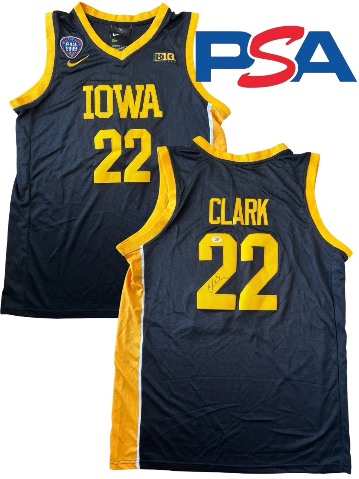 Caitlin Clark Signed 2024 NCAA Womens Final Four Iowa Hawkeyes #22 Jersey PSA