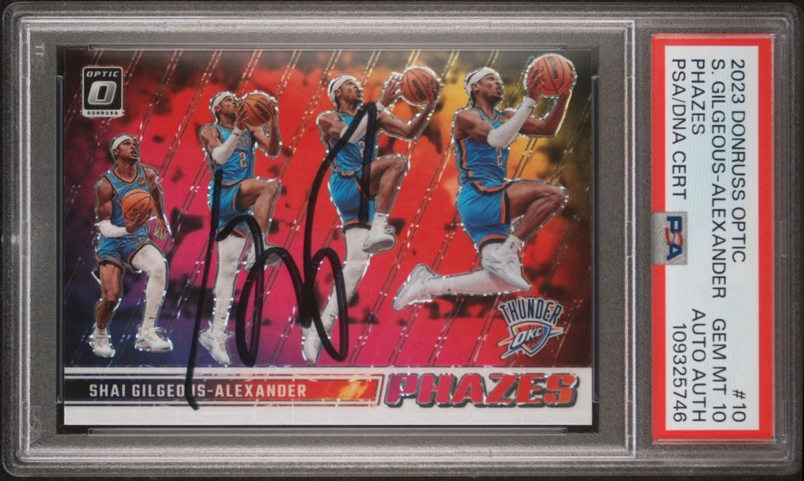 2023 Donruss Optic #10 Shai Gilgeous-Alexander Phazes SSP Auto PSA GEM MINT 10