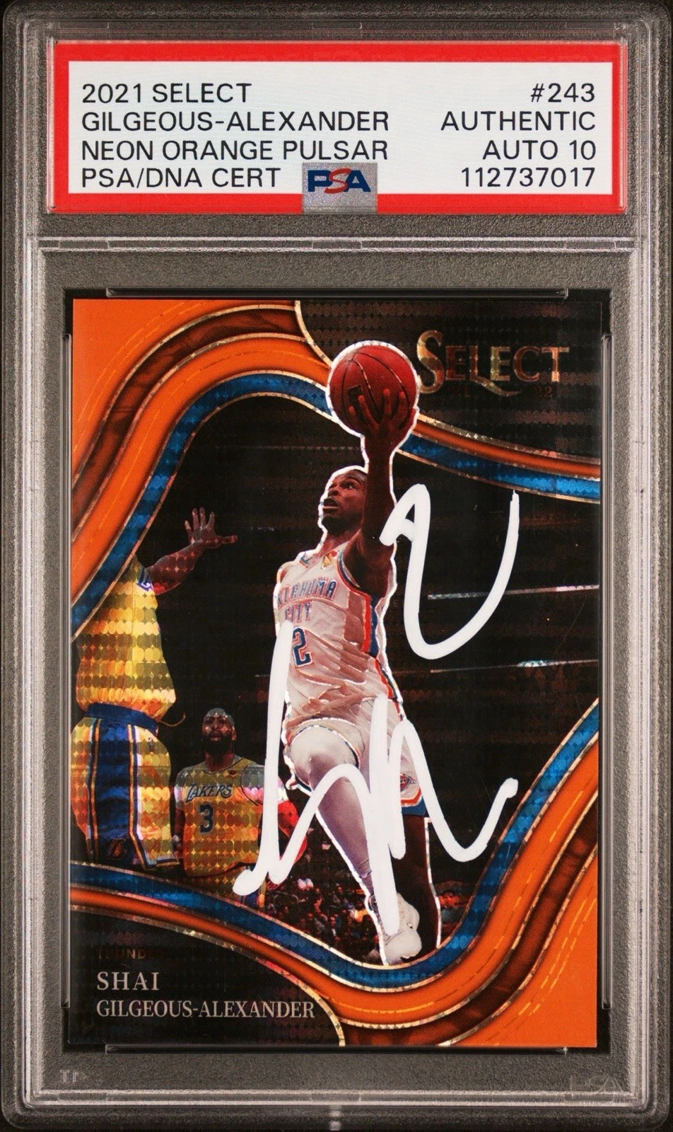 2021 Panini Select Shai Gilgeous-Alexander Signed Orange Pulsar /15 PSA AUTO 10