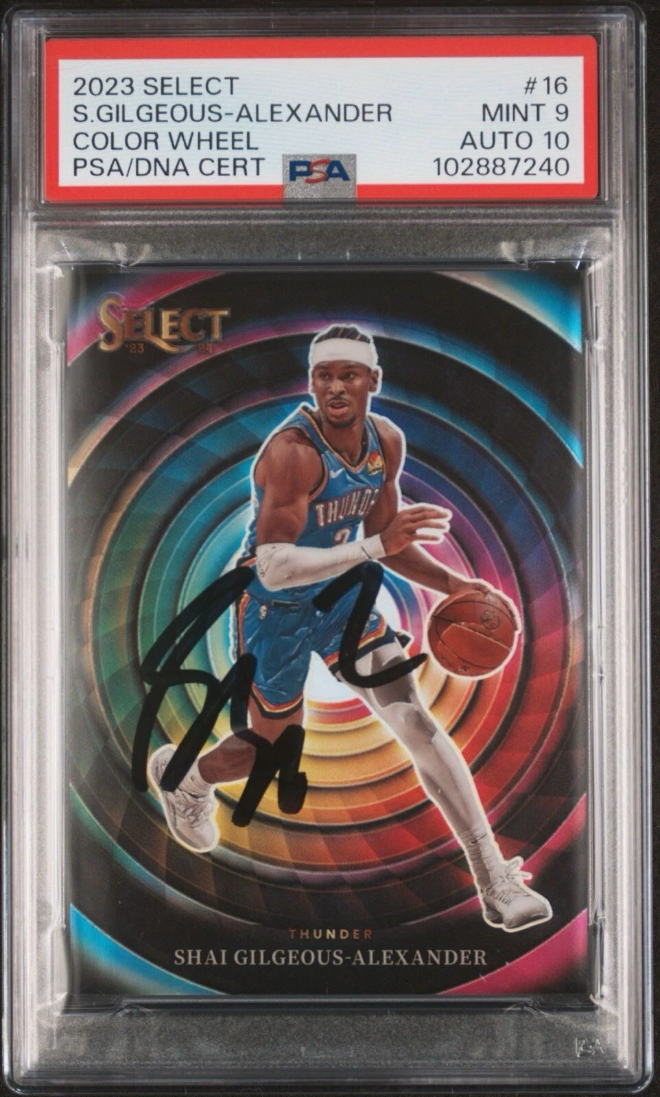 2023 Select #16 Shai Gilgeous-Alexander Color Wheel Auto PSA MINT 9/GEM MINT 10