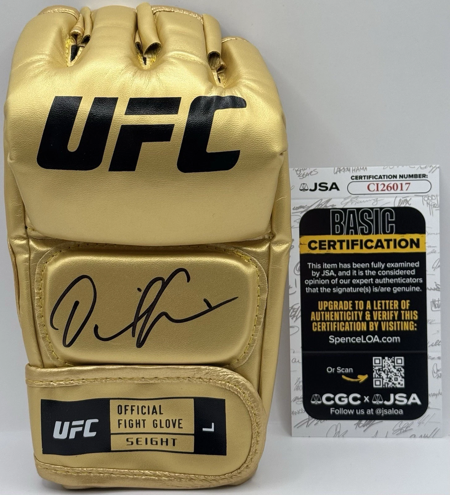 Daniel Cormier Signed Autographed UFC Gold Fight Glove JSA COA 2 Division Champ