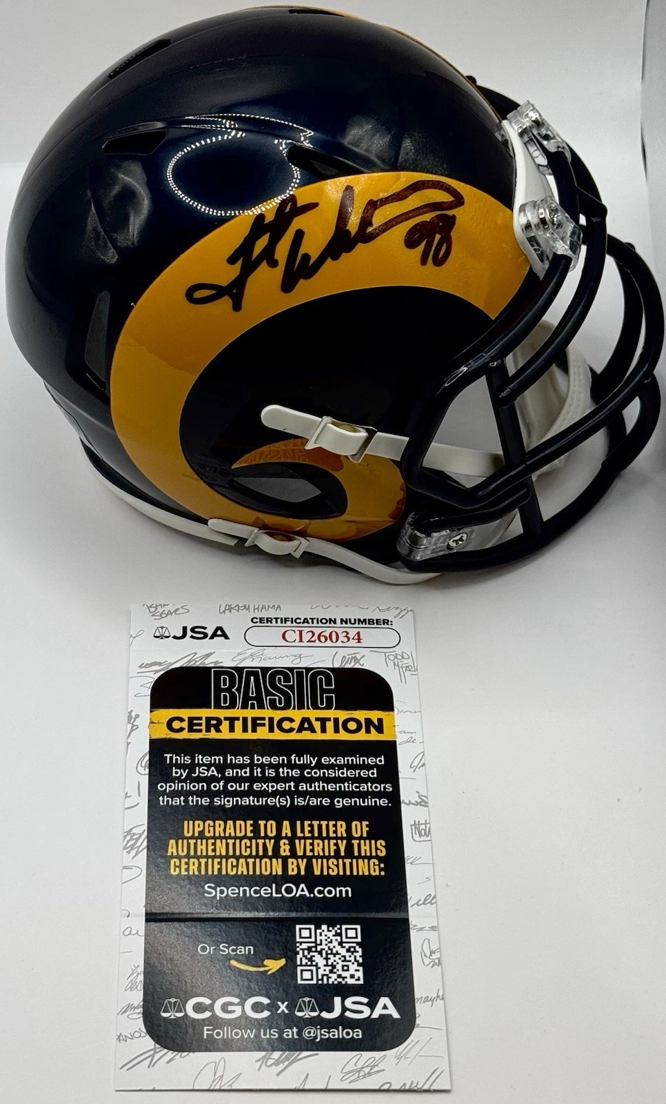 Grant Wistrom Signed Autographed St Louis Rams Mini Helmet JSA COA
