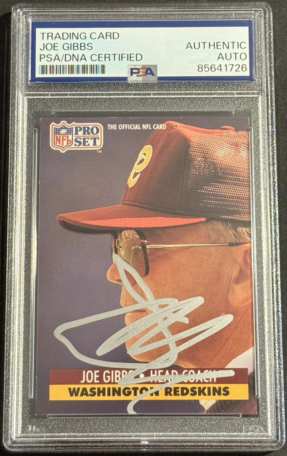 Joe Gibbs Signed Autographed 1991 Pro Set Football Card PSA/DNA Slabbed Redskins