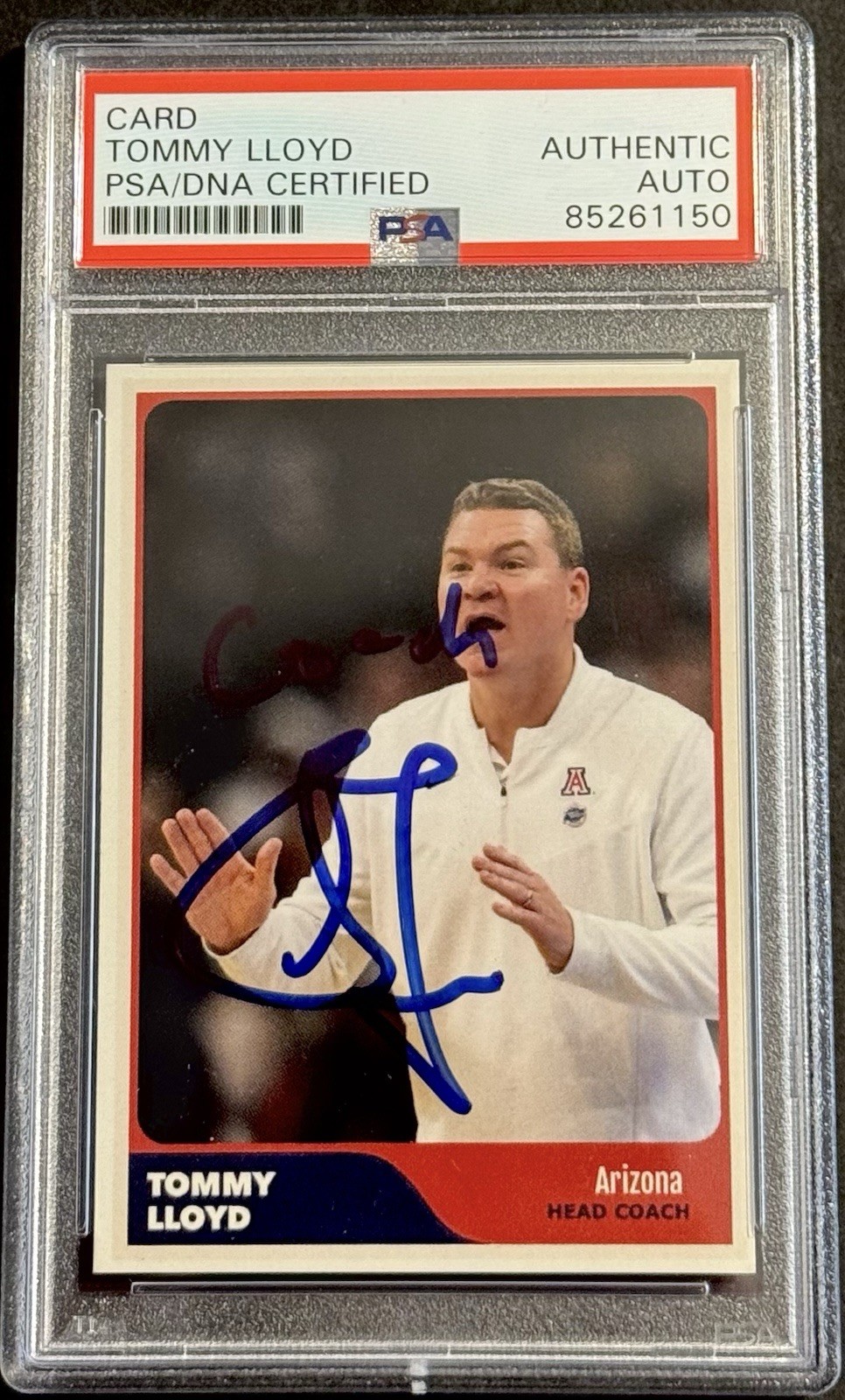 TOMMY LLOYD SIGNED AUTOGRAPHED ARIZONA WILDCATS CUSTOM CARD PSA/DNA SLABBED COLLECTIBLE MEMORABILIA