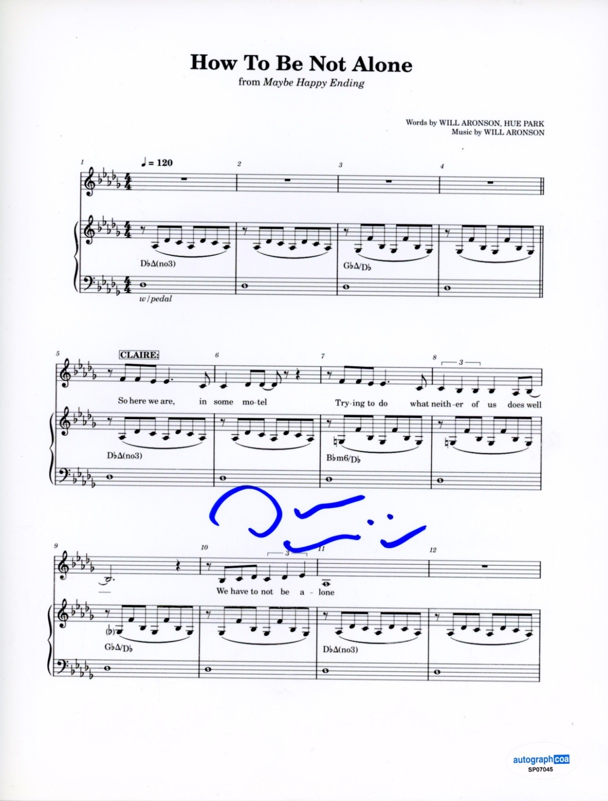 Darren Criss Maybe Happy Ending Signed 'How To Be Not Alone' Sheet Music ACOA