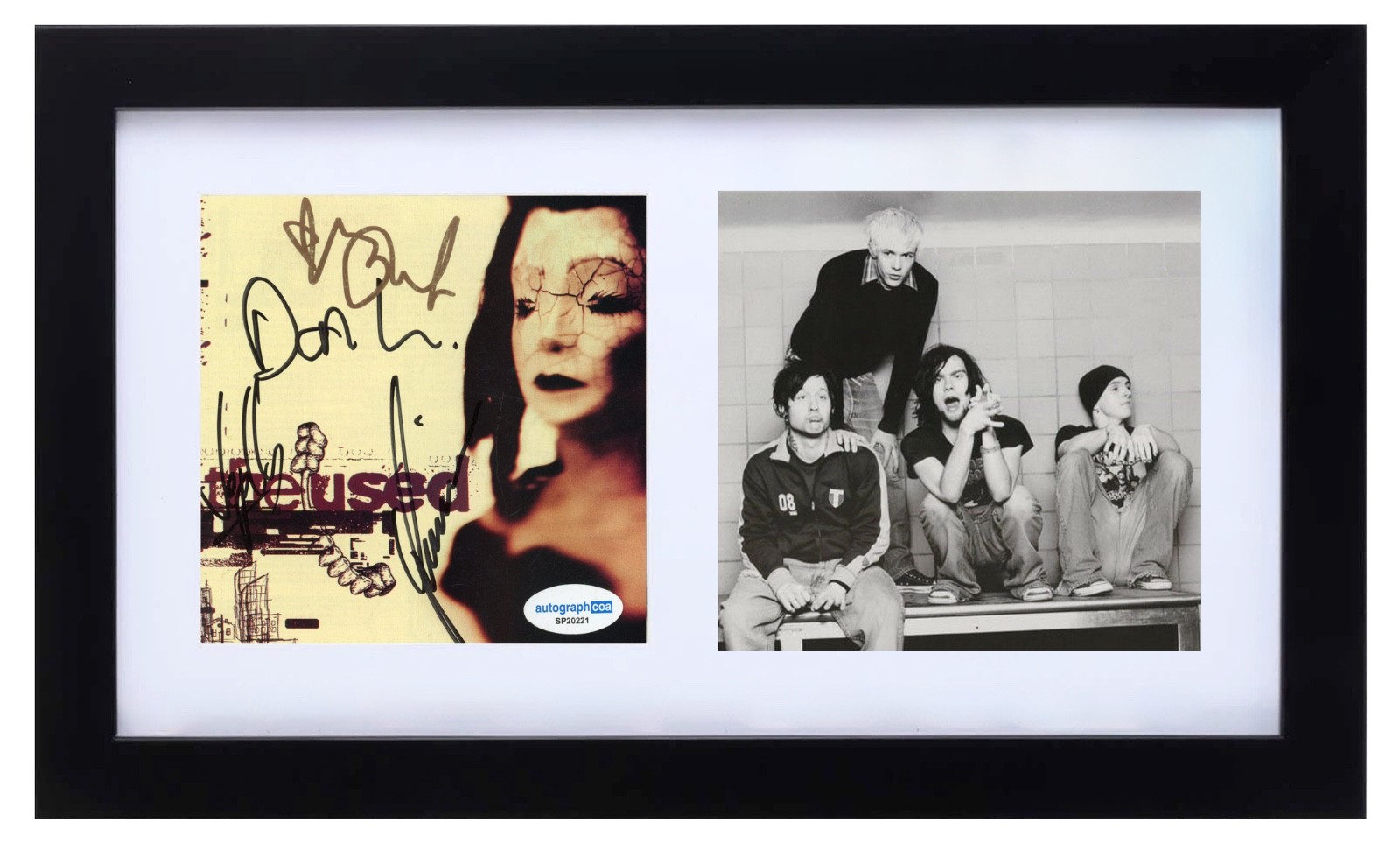 The Used Band Signed Self Titled (2002) CD Cover Framed Bert McCracken x4 ACOA