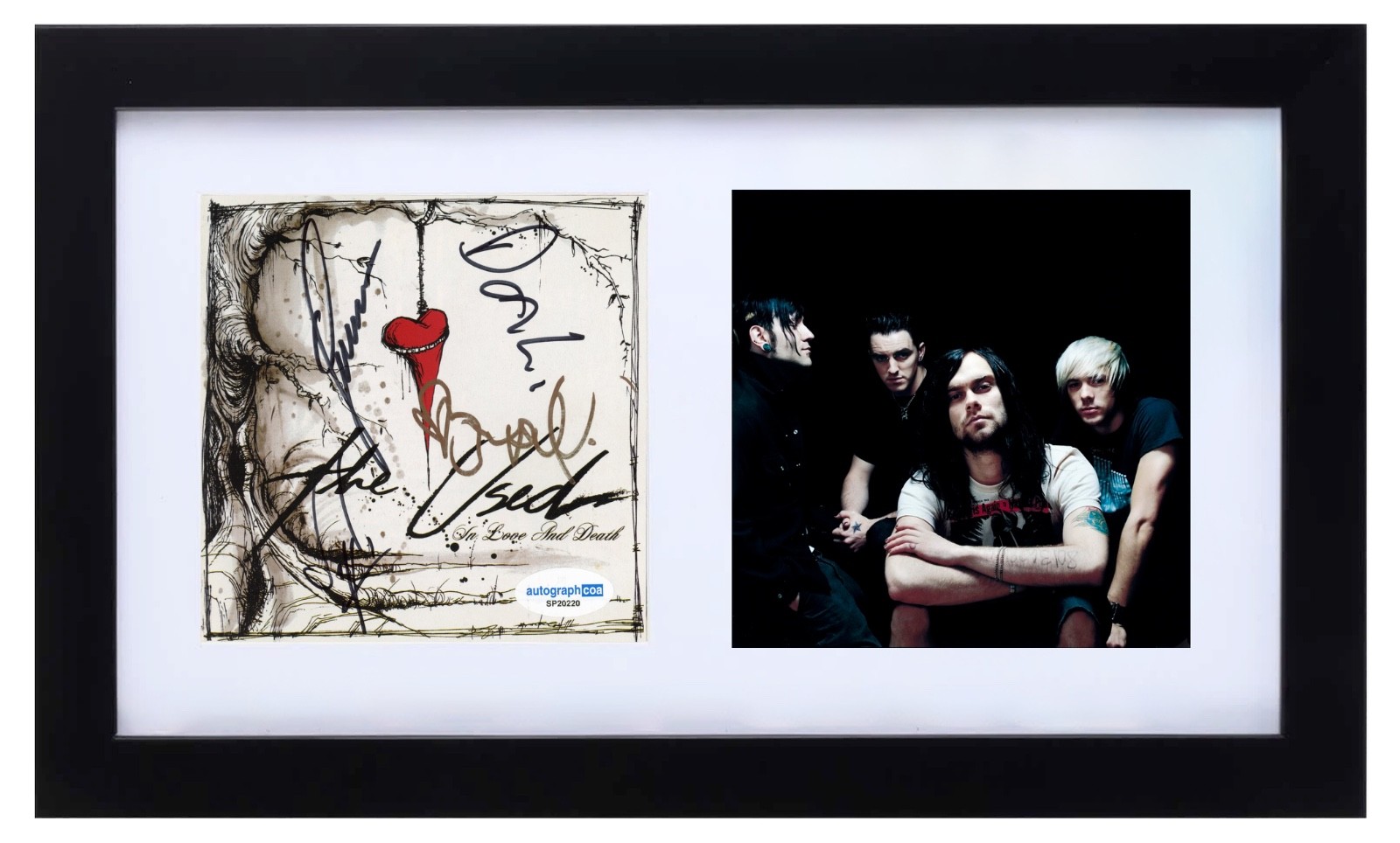 The Used Band Signed In Love and Death CD Cover Framed Bert McCracken x4 ACOA
