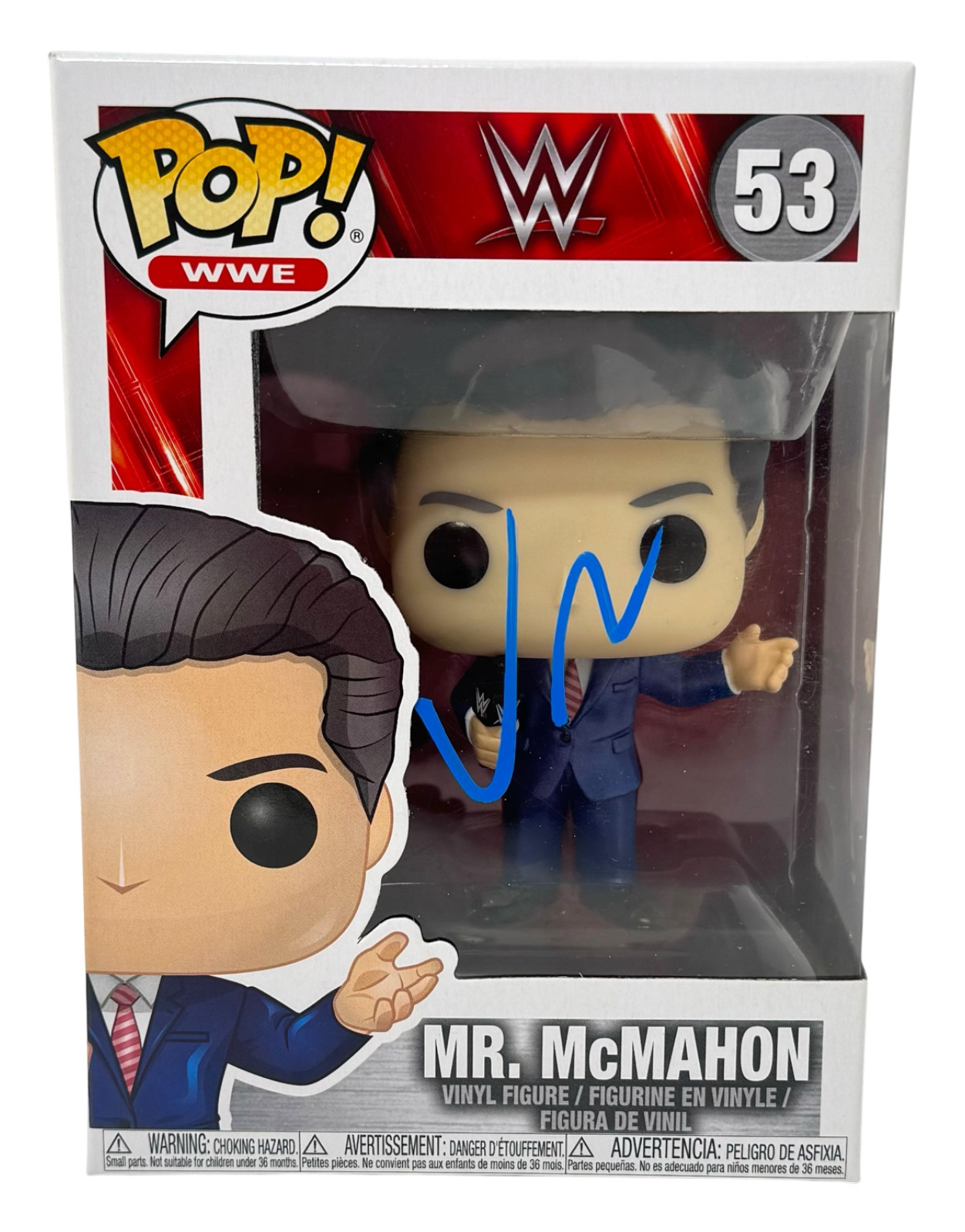 VINCE MCMAHON SIGNED AUTOGRAPH WWE FUNKO POP MR. MCMAHON #53 FIGURE ACOA COA COLLECTIBLE MEMORABILIA
