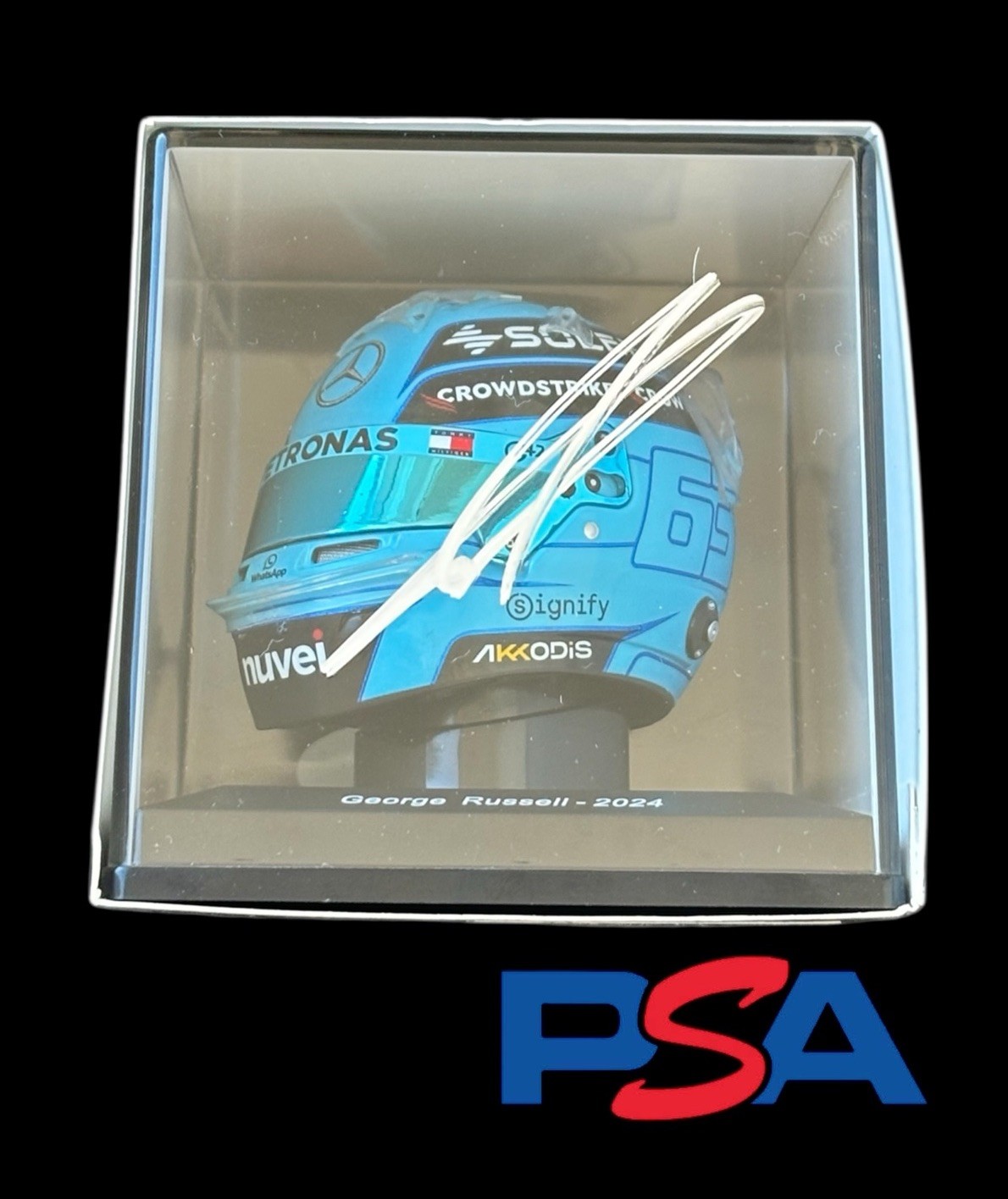 George Russell Signed 2024 F1 Season 1:5 Scale Mini Helmet PSA AUTO MERCEDES #63