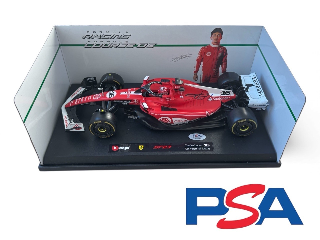 Charles Leclerc Signed 2023 F1 Las Vegas GP 1:18 Scale Car PSA AUTO FERRARI #16