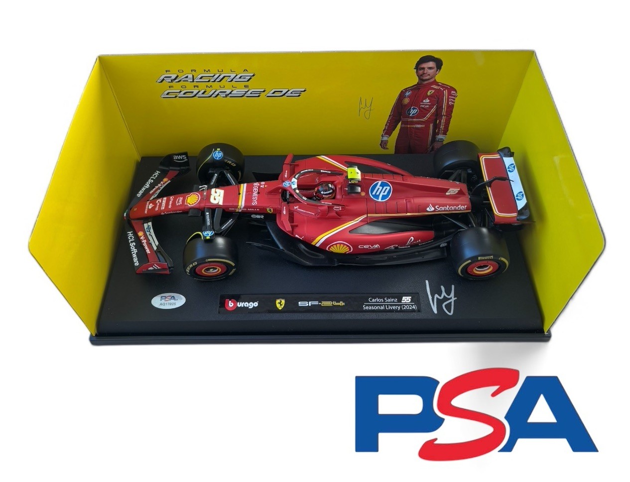 Carlos Sainz Signed 2024 F1 1:18 Scale Car SF-24 PSA AUTO SCUERIDA FERRARI #55